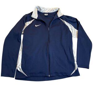 Nike Mens Jacket XL Navy & White Sportswear Full-Zip Stand Collar Workout